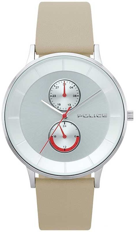 Police PL.15402JS/04 Orologio Da Polso Uomo - Quadrante Multifunzione Argento, Cinturino In Pelle Crema - 3